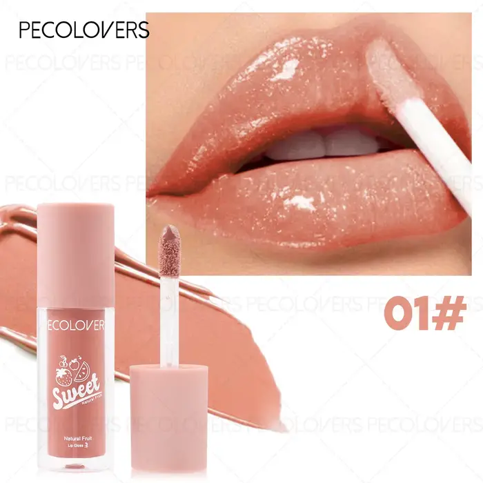 1PC Gloss à lèvres naturel nude haute brillance - Hydratant longue durée, effet miroir, couleur baie