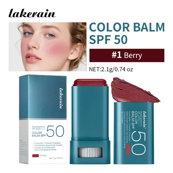 Stick blush écran solaire SPF 50, couleur longue tenue, application sans trace, maquillage multi-usa