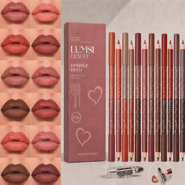 Ensemble de maquillage pour les lèvres, 7 pièces/ensemble: 6 crayons à lèvres mats imperméables à do