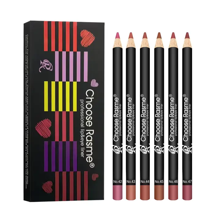 Crayon à lèvres dodu 6 couleurs, doux, lumineux, riche, soyeux, lisse, délicat, imperméable, maquill