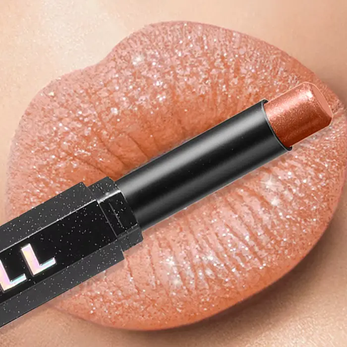 Rouge à lèvres brillant effet diamant, hautement pigmenté, nacré métallique, waterproof, longue tenu