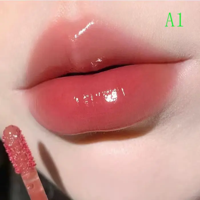 【HERORANGE】 brillant à lèvres miroir durable vernis à lèvres aqueux translucide brun foncé rouge liq
