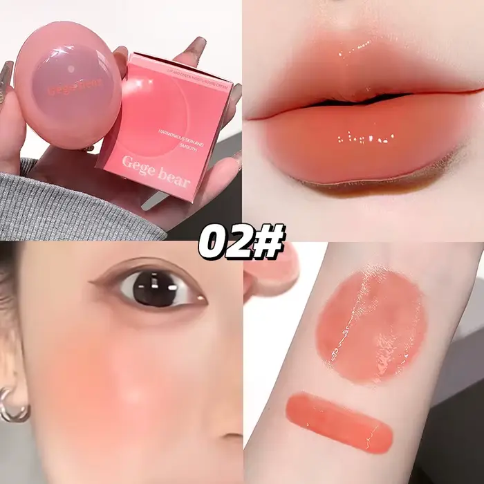 Gege Bear – vernis à lèvres à double usage, gelée, Blush, hydratant, brillant à lèvres, miel, miroir