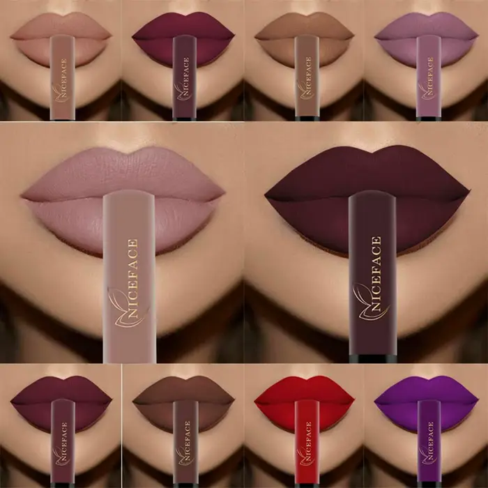NICEFACE 34 couleurs brillant à lèvres imperméable nu mat liquide rouge
