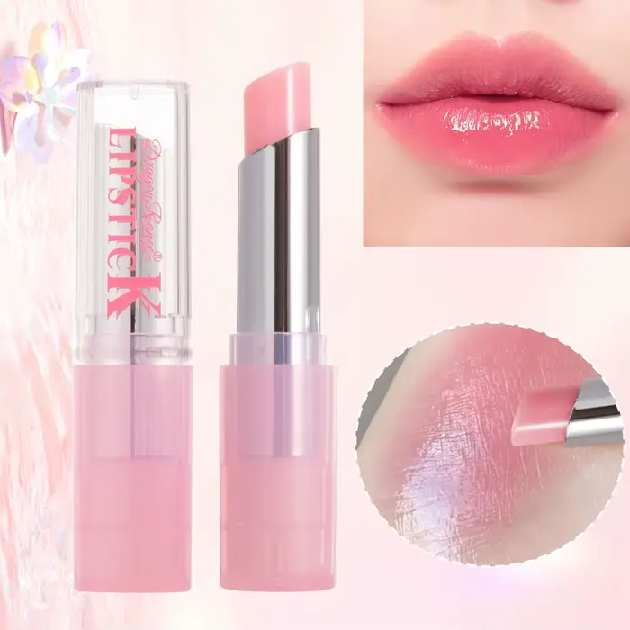 Baume à lèvres de couleur hydratant brillant imperméable longue durée baume à lèvres rose avec effet