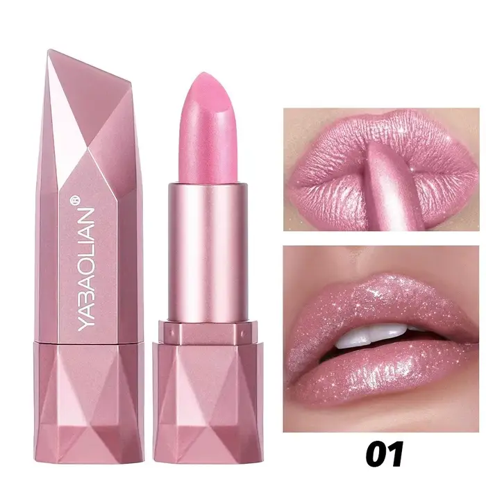 Diamant Nude Rose Rose rouge à lèvres imperméable longue durée nacré paillettes velours rouge à lèvr