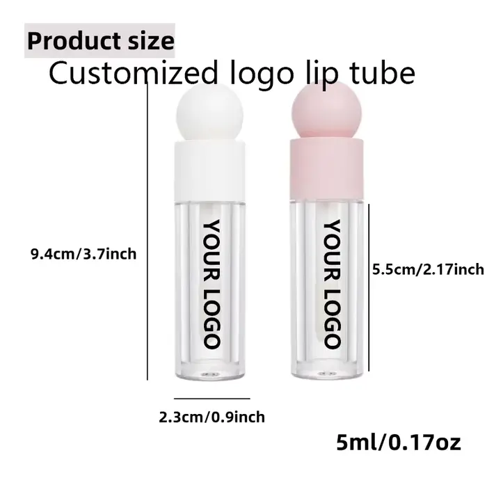 【Personnalisation du logo】 50 pièces 5 ml tube de brillant à lèvres transparent tête ronde