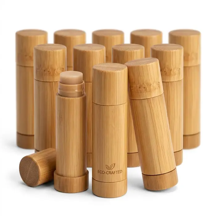 Lot de 10 tubes vides en bambou de 5g pour brillant à lèvres, baume à lèvres et rouge à lèvres DIY