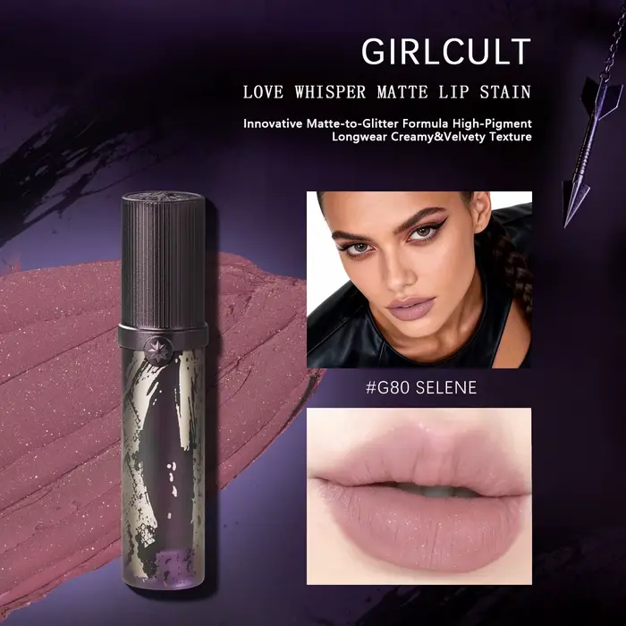 Girlcult Love Whisper Matte Lip Stain (M72-G81), hautement pigmenté et longue tenue, thème Jianghu (