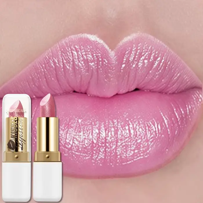 Rouge à lèvres velours à paillettes violettes nacrées