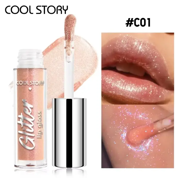 Brillant à lèvres scintillant, 8 couleurs, vernis à lèvres perlé à haute brillance avec paillettes, 