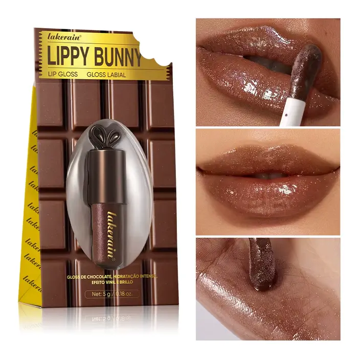 Brillant à lèvres lapin brésilien, couleur chocolat, hydratant, brillant, repulpant, miroir, maquill