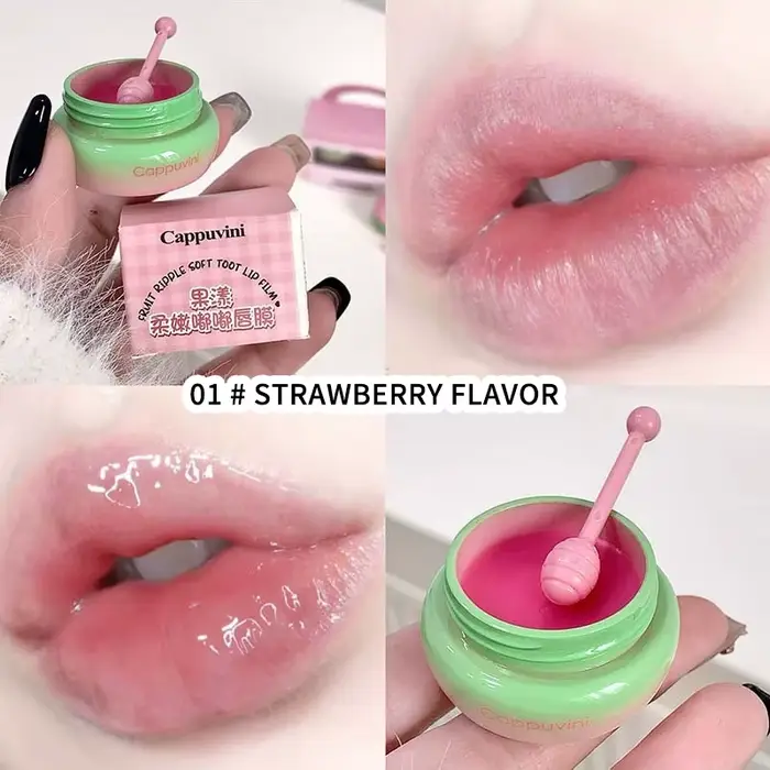 Cappuvini Masque à lèvres doux fruité Soin des lèvres hydratant Masque à lèvres brillant à l'eau