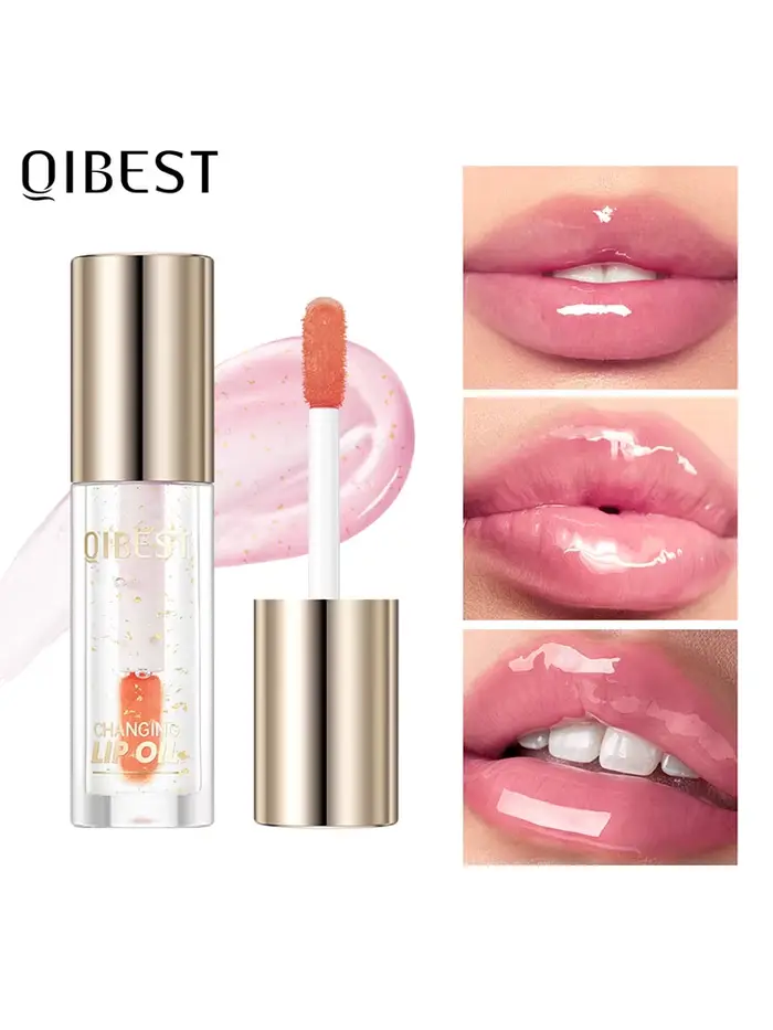QIBEST huile à lèvres à couleur changeante hydratant gelée transparente baume à lèvres brillant à lè