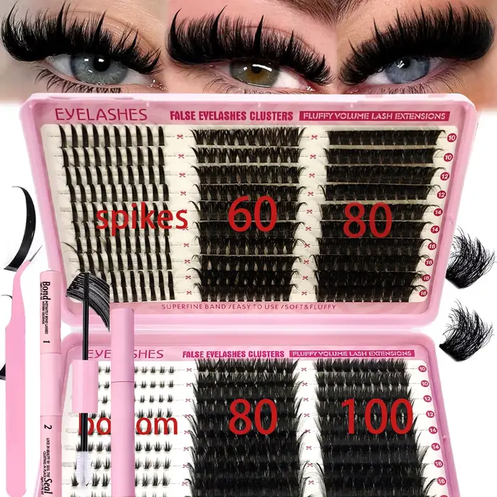 Kit d'extension de cils à faire soi-même, 60 rangées, grappes, Kit de cils individuels, mélange de S