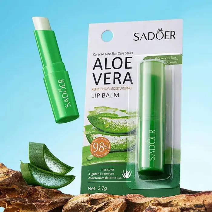 Baume à lèvres réparateur hydratant rafraîchissant à l'aloe vera et aux vitamines