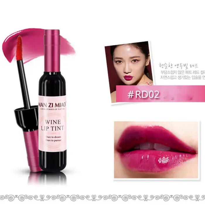 Rouge à lèvres longue durée imperméable en forme de bouteille de vin pour femme, maquillage brillant