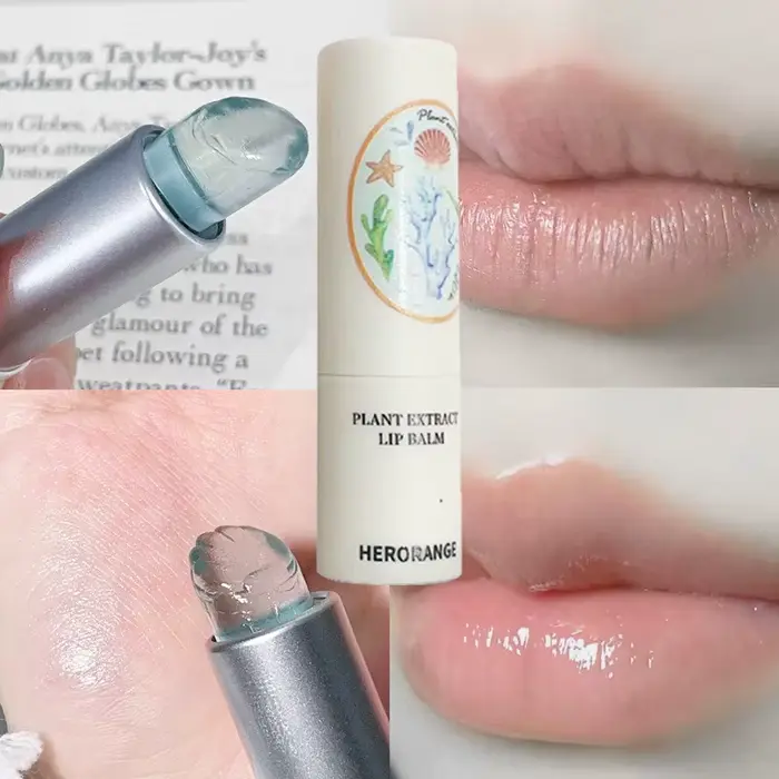 Baume à lèvres en forme de coquille, bleu transparent, hydratant, gel solide, gloss pour les lèvres,