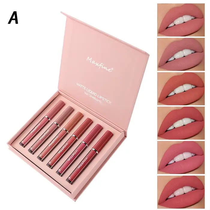 Ensemble de brillant à lèvres mat, 6 couleurs, hydrate, longue durée, étanche à l'eau, anti-transpir