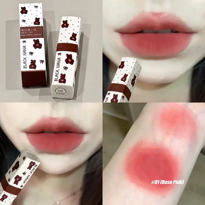 Rouge à lèvres mat marron nu, 4 couleurs, longue durée, brume douce, velours, boue, imperméable, fai