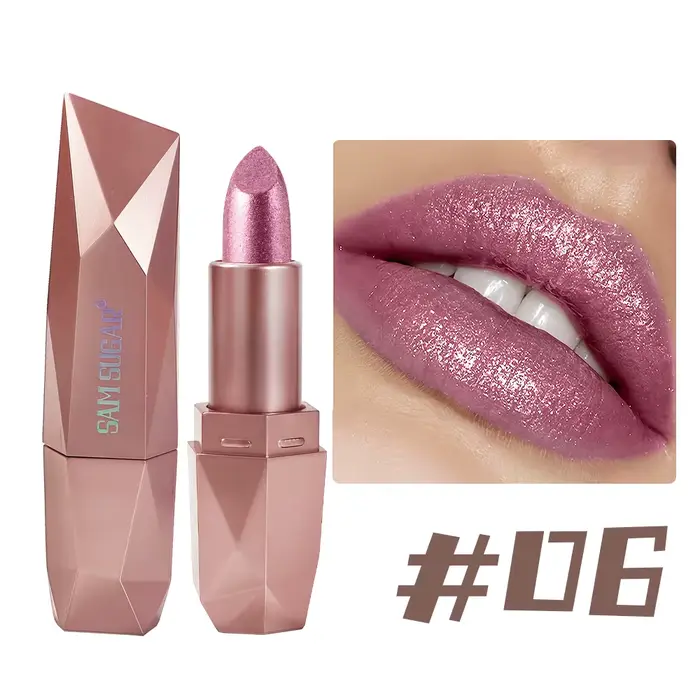 Nouveau rouge à lèvres diamant perle 6 couleurs, rouge à lèvres doré imperméable et Super brillant a