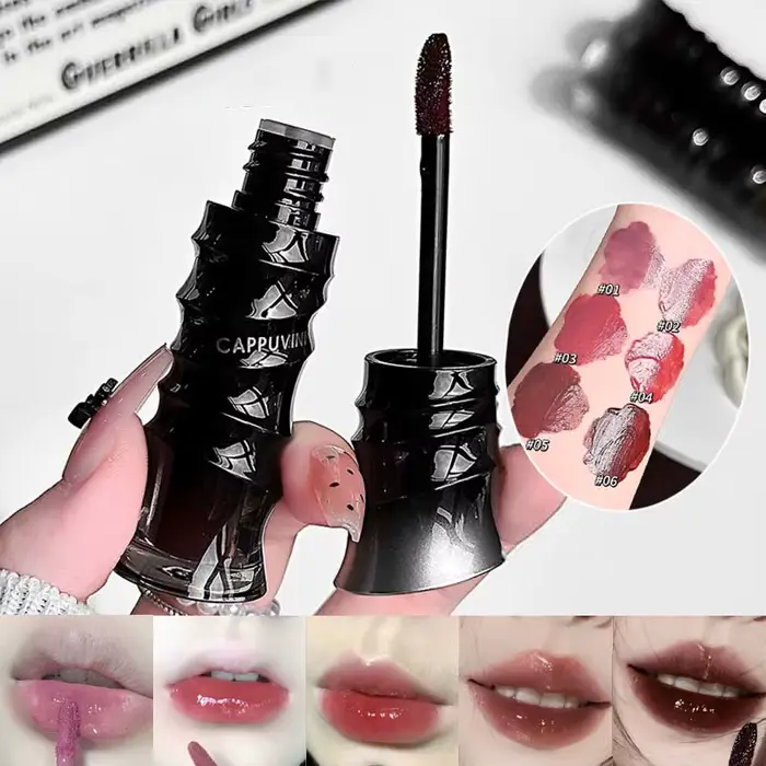 Gloss à lèvres rouge foncé style punk