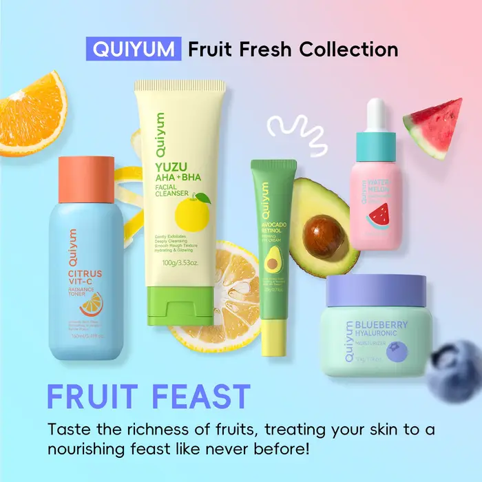 QUIYUM Fruit Fresh Collection 5 pièces ensemble de soins de la peau éclaircissant hydratant Anti-âge