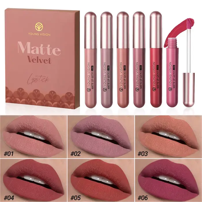 Ensemble de gloss à lèvres de couleur mate, longue durée, en plastique tridimensionnel, imperméable,