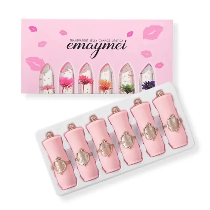 Maquillage 6 pièces ensemble de rouge à lèvres fleur gelée cristal clair longue durée