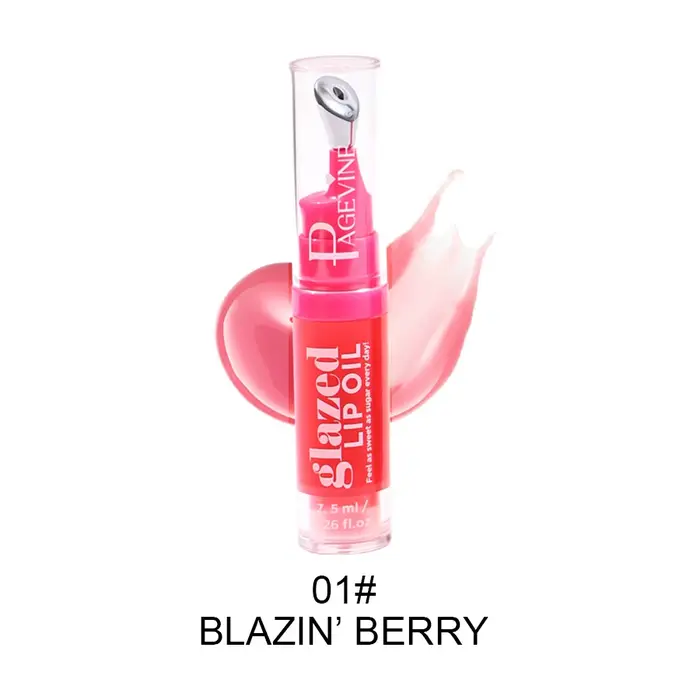 Huile à lèvres vitrée avec pompe innovante, sensation de glace, brillant à lèvres doux et durable, b