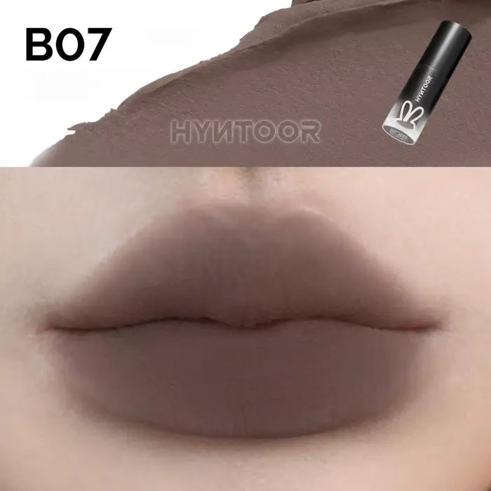 HYNTOOR Rouge à Lèvres Mat Velouté Style Gothique, Teintes Noires Nude à Haute Pigmentation, Texture