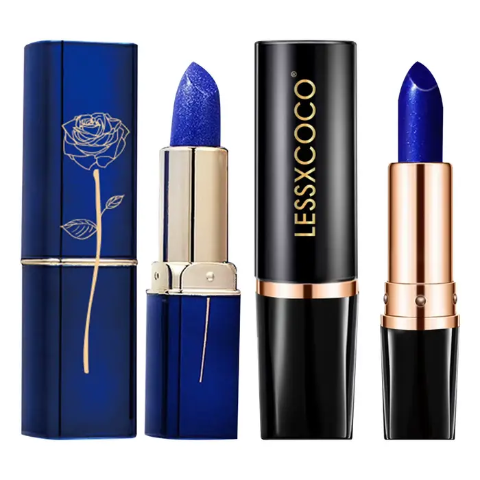 Rouge à lèvres bleu imperméable à couleur changeante qui transforme PinkWipe Blue