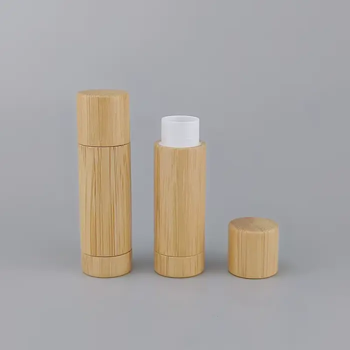 Tube de rouge à lèvres en bambou, contenant brut, bouteille rechargeable, écologique, biodégradable,