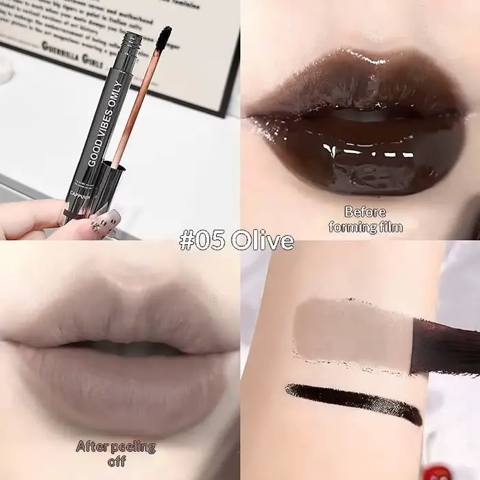 Cappuvini Teinte à lèvres peel-off Marron Mocha, Rouge à lèvres décolorant, Imperméable, Fini mat, R