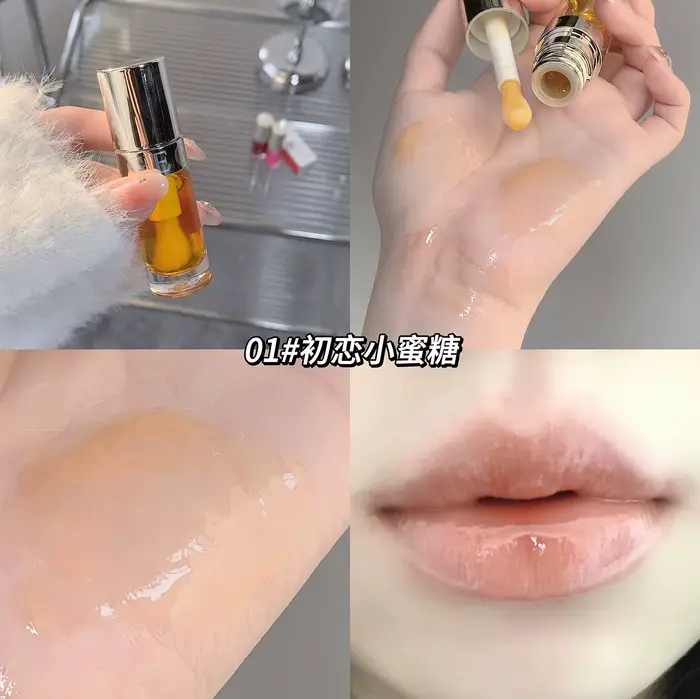 Huile à lèvres repulpante, brillant à lèvres gelée transparente pour soin hydratant, lèvres en verre