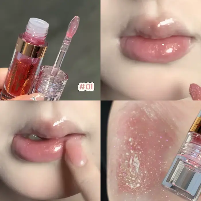 Gloss à lèvres transparent Herorange, texture hydratante et soyeuse, léger et non collant. Forme un 