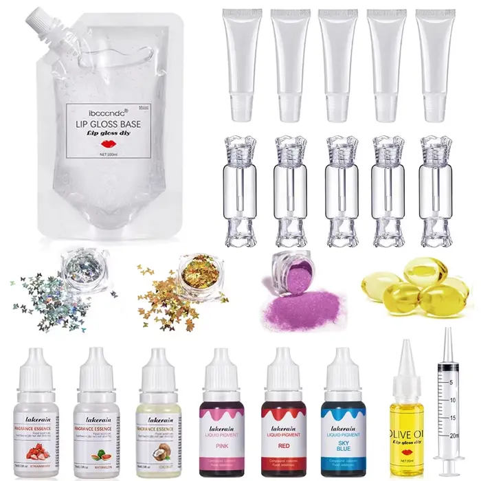 Kit de brillant à lèvres hydratant, Gel de Base transparent, 100ml, avec Tubes de brillant à lèvres,
