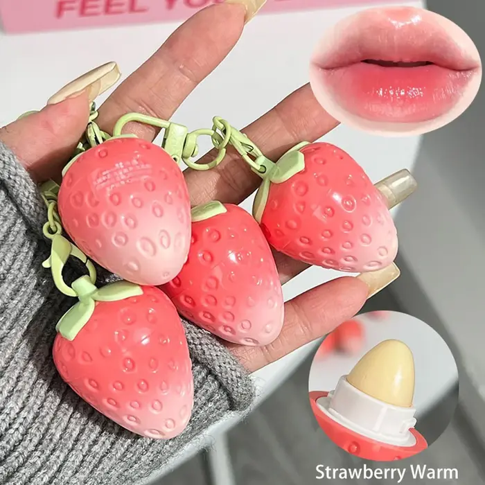 Mini baume à lèvres à changement chaud aux fraises