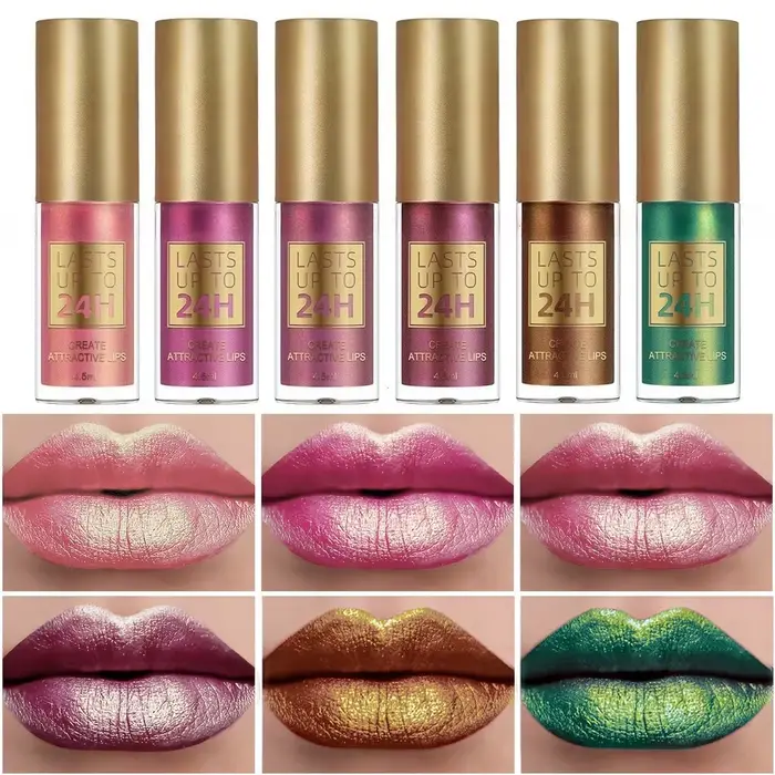 Vernis à lèvres à paillettes vertes