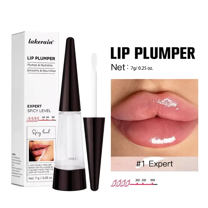 Lakerain Lip Plumper, gloss à lèvres hydratant transparent, soin pour lèvres pulpeuses, cadeau, cosm