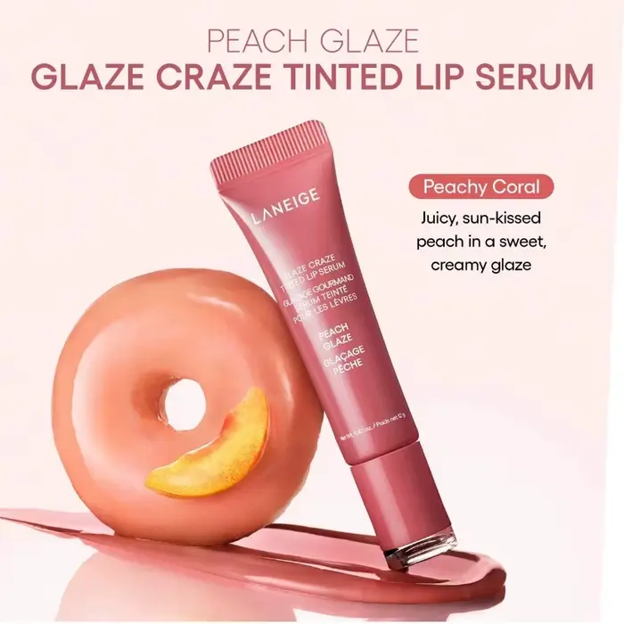 Baume à lèvres Laneige Donut Strawberry Sugar, brillant et repulpant, hydratant, exfoliant doux, soi