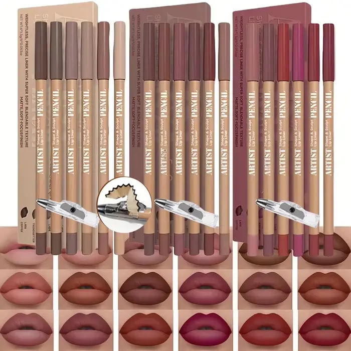 Ensemble de maquillage pour les lèvres 7 pièces/ensemble : 6 crayons