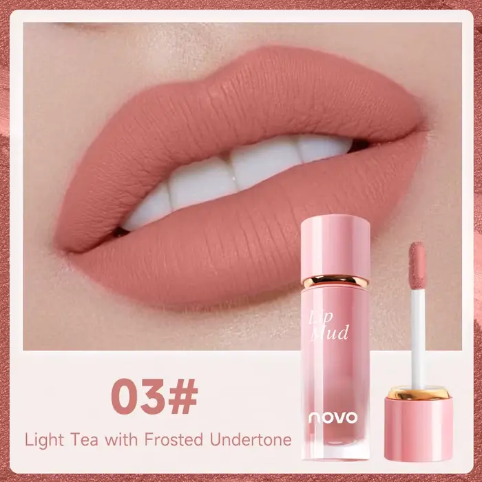 Rouge à lèvres liquide velours mat, boue liquide hautement saturée, formule antiadhésive longue duré