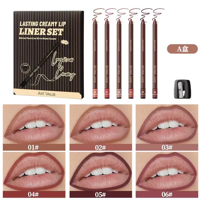 QIBEST Crayon à lèvres mat rouge nude, teinte contour, rouge à lèvres longue tenue, anti-transfert,