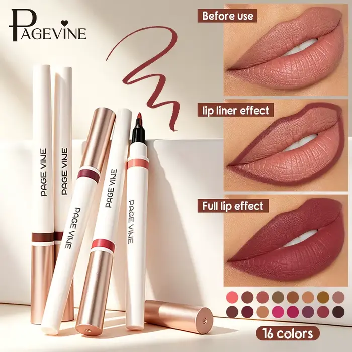 Crayon à lèvres long, gloss à lèvres doux 2-en-1