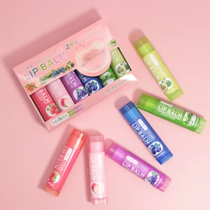 Ensemble de baume à lèvres aromatisé aux fruits, 6 pièces, Aloe Vera, hydratant en profondeur, produ