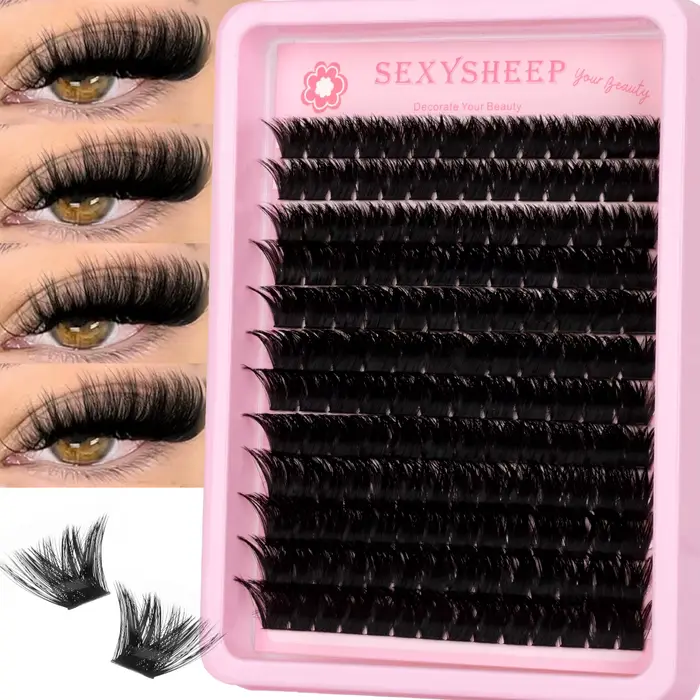 Extensions de cils en bouquets effet chat, 8-16mm, avec bande souple pour maquillage