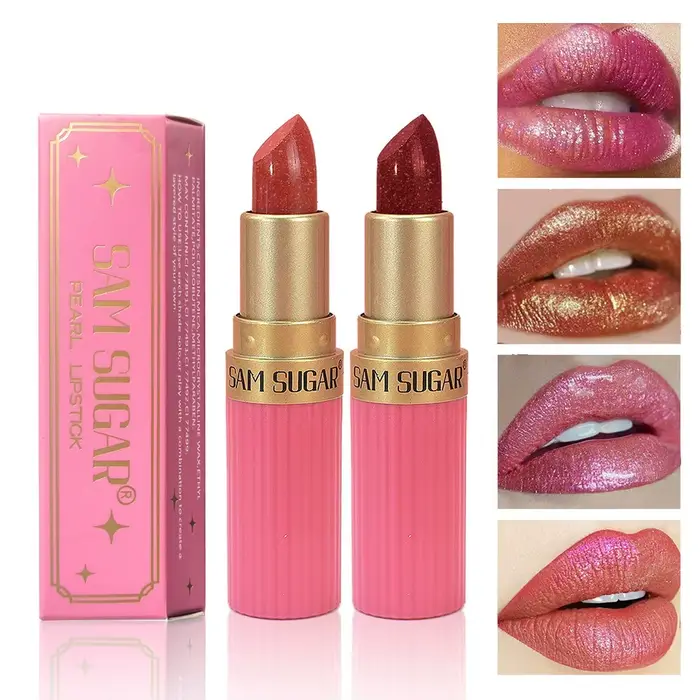 Rouge à lèvres luxueux à paillettes métalliques