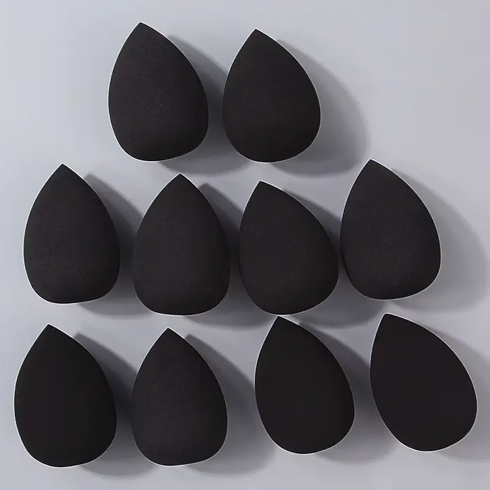10 éponges de maquillage noires, double usage sec et humide, pour poudre et fond de teint liquide