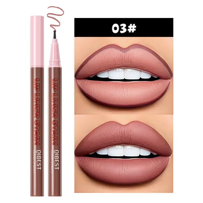 QIBEST Crayon à Lèvres Liquide Mat Imperméable Effet Repulpant Teinte Naturelle Contour des Lèvres L